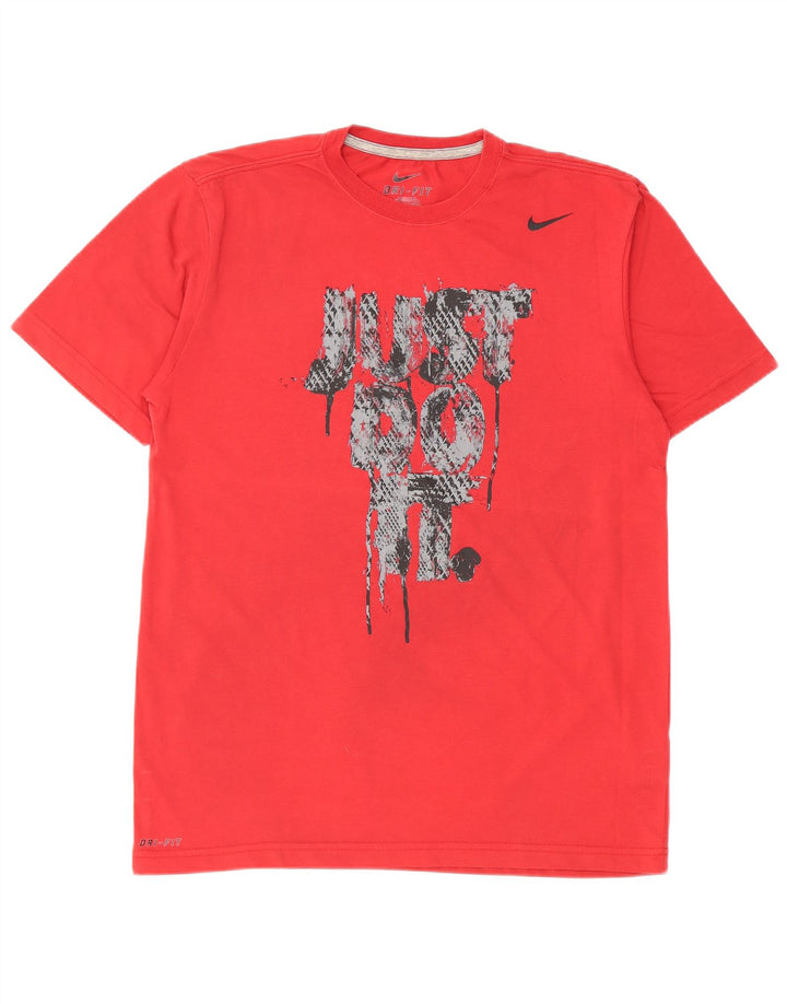 Мужская футболка NIKE Dri Fit с рисунком, хлопковый топ среднего красного цвета