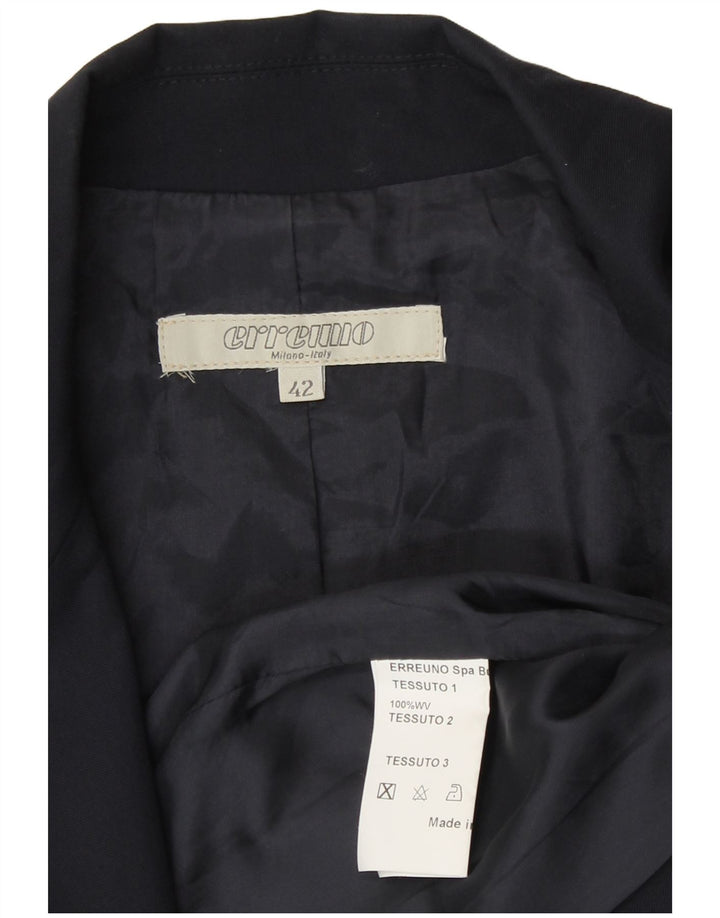 Винтажный женский укороченный пиджак IT 42, средний темно-синий, шерсть