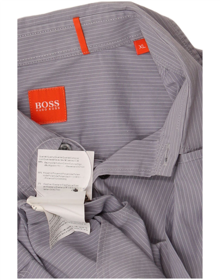 Мужская рубашка HUGO BOSS XL, синяя хлопковая полоска