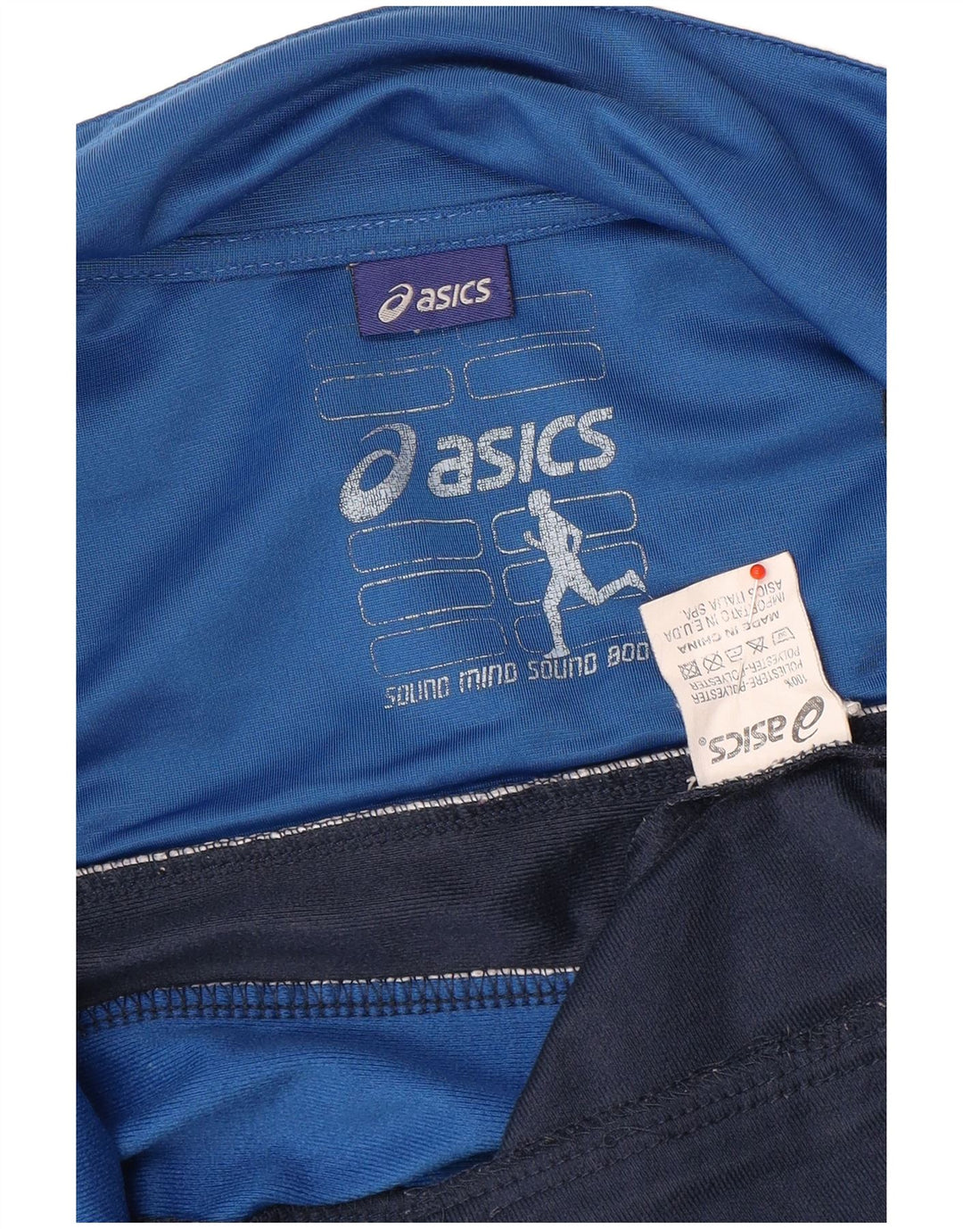 Мужской спортивный костюм Asics с графическим рисунком, маленькая куртка темно-синего цвета с цветными блоками