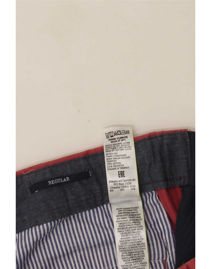 Мужские прямые классические брюки Marks & Spencer W32 L28, розовый хлопок