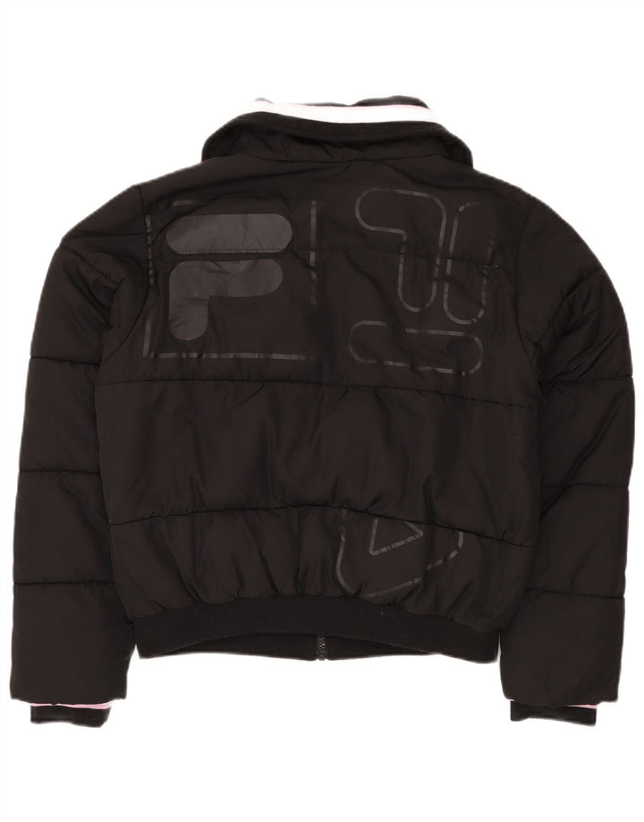 Женская стеганая куртка FILA с графическим рисунком UK 14, средний черный полиэстер