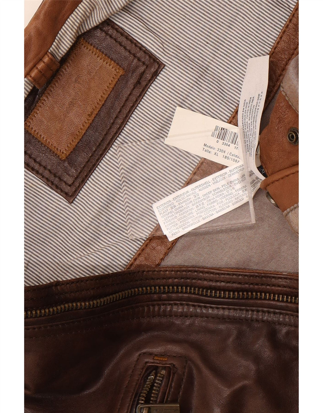 Мужская кожаная косуха Massimo Dutti UK 42 XL коричневая кожа