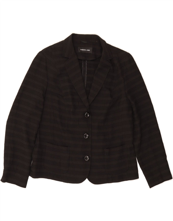 BARBARA LEBEK Womens 3 Button Blazer Jacket UK 16 Large Black Striped Vintage Barbara Lebek and Second-Hand Barbara Lebek from Messina Hembry 