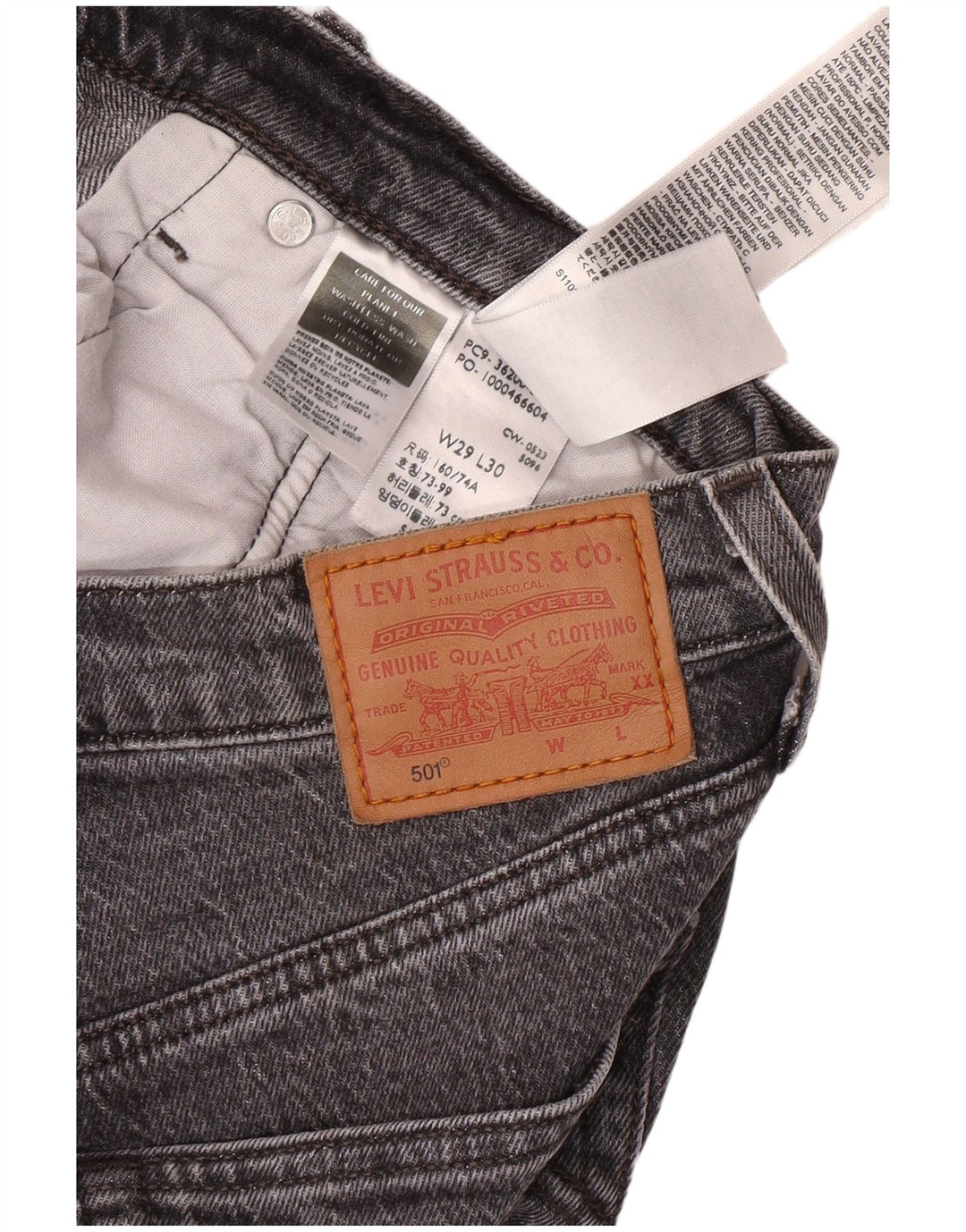 Мужские прямые джинсы LEVI'S 501 W29 L30 Серые, хлопок