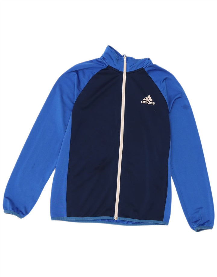 Спортивный костюм Adidas для мальчиков, верхняя куртка 13–14 лет, синяя, полиэстер с цветными блоками