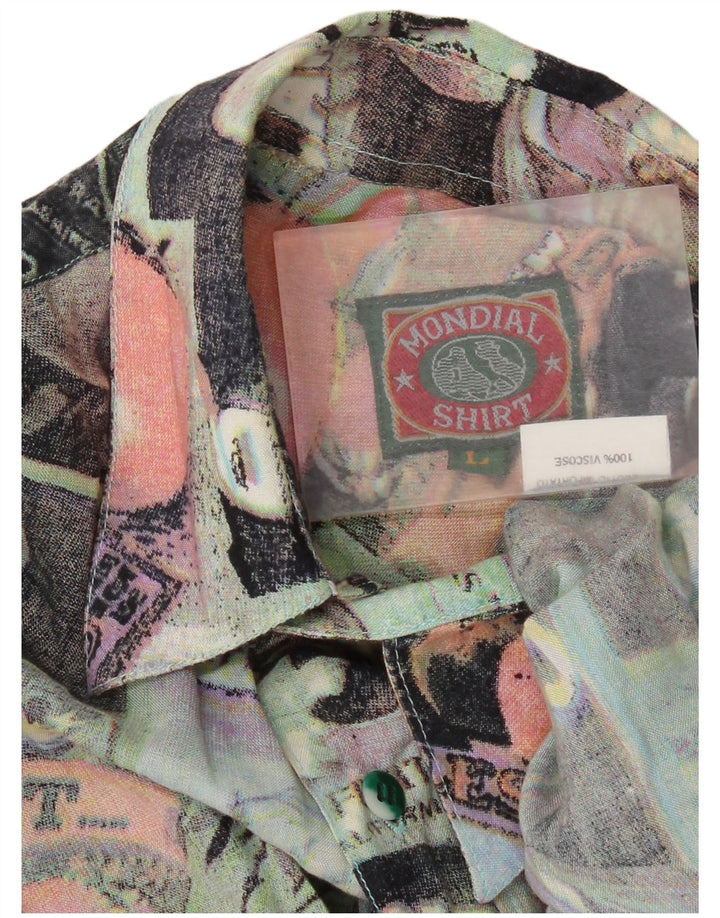 Винтажная мужская рубашка с коротким рукавом с абстрактным узором, большая разноцветная ретро