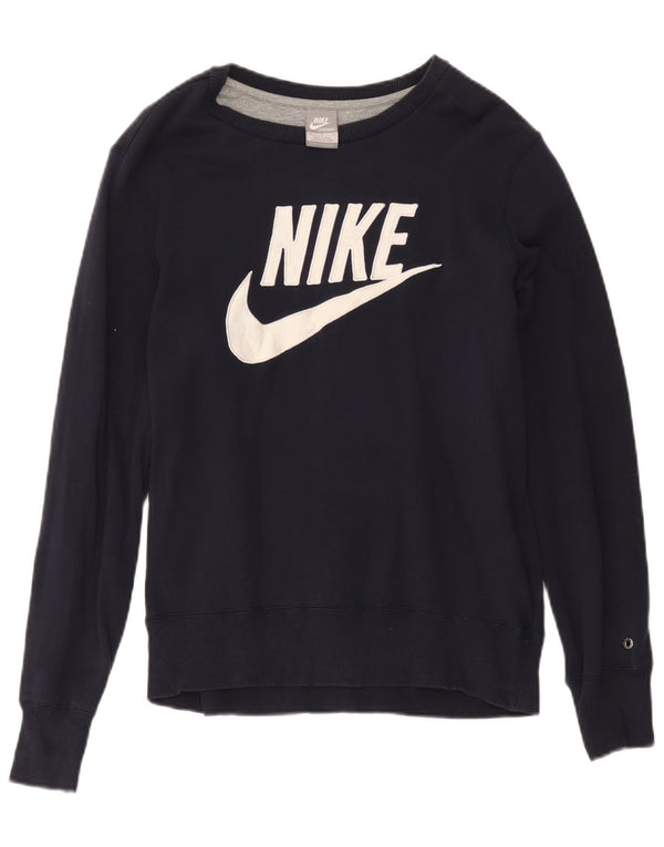 Женский свитер с рисунком Nike UK 14, средний темно-синий, хлопок