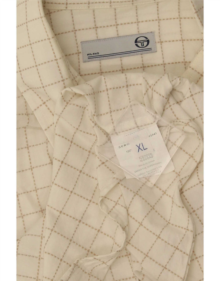 Мужская рубашка с коротким рукавом Sergio Tacchini XL, белая клетка, хлопок