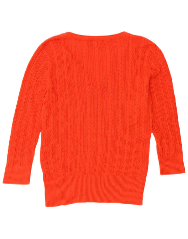 EDDIE BAUER Женский свободный джемпер с рукавами 3/4 и v-образным вырезом UK 6 XS Красный