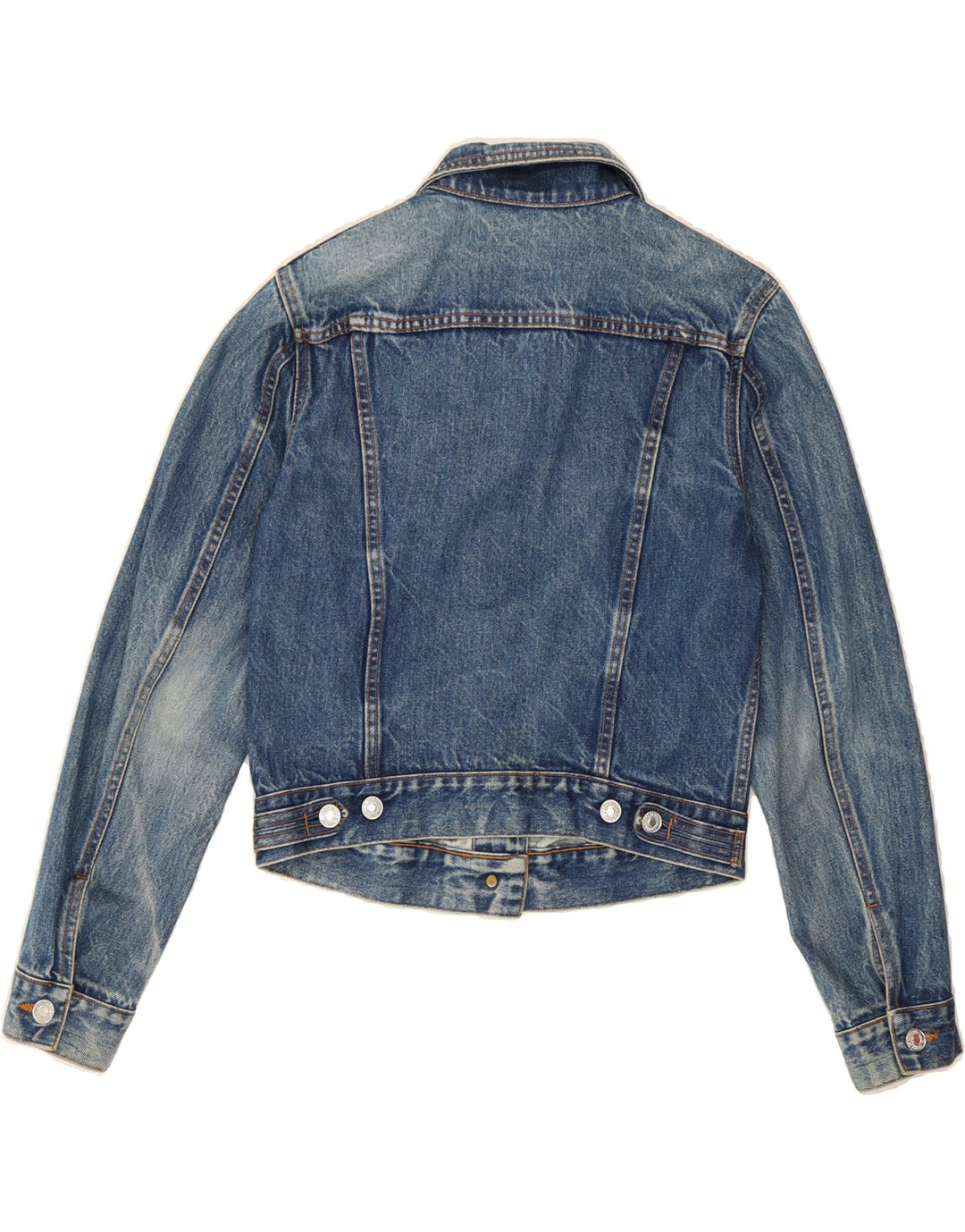 BENETTON Womens Crop Denim Jacket UK 10 Small Blue Cotton Vintage Benetton and Second-Hand Benetton from Messina Hembry 