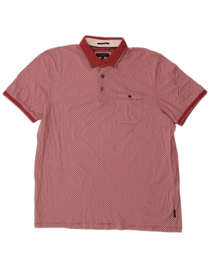 Мужская рубашка-поло с абстрактным узором Ted Baker, размер 6, 2XL, красный хлопок