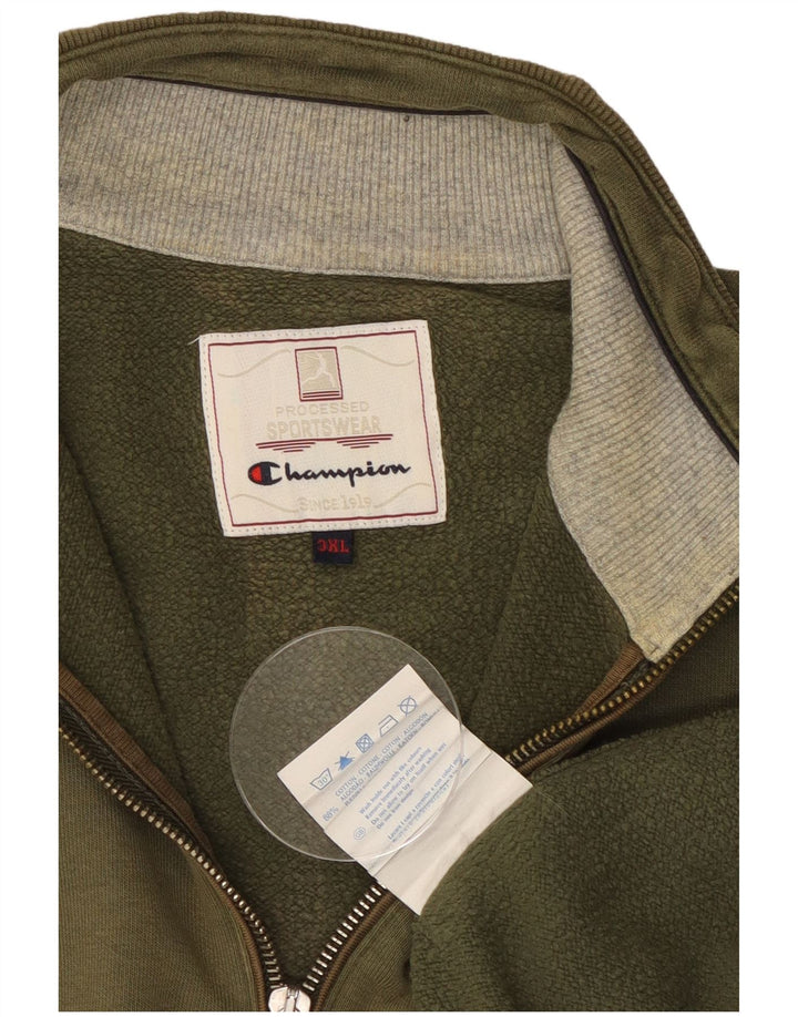 Мужской свитер CHAMPION на молнии с воротником 3XL, хлопок цвета хаки
