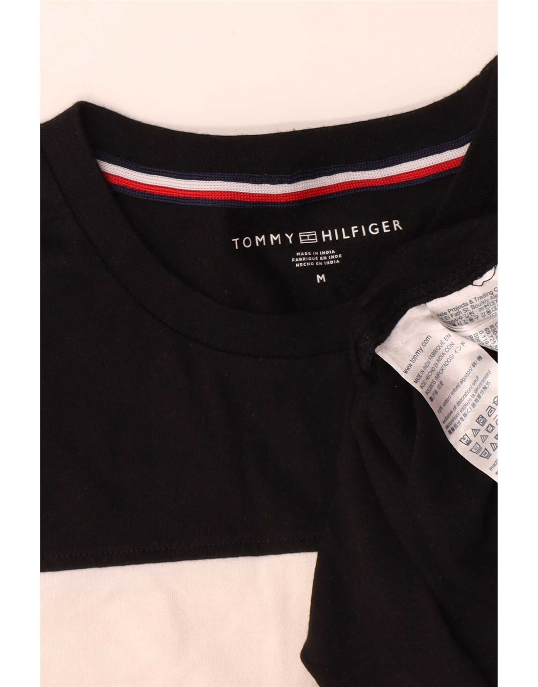 Мужская футболка Tommy Hilfiger, средний черный, хлопок с цветными блоками