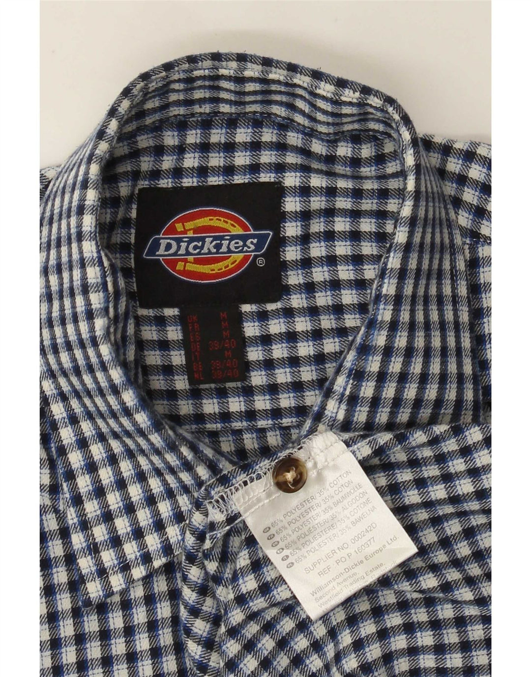 Мужская рубашка Dickies среднего синего цвета из полиэстера в мелкую клетку