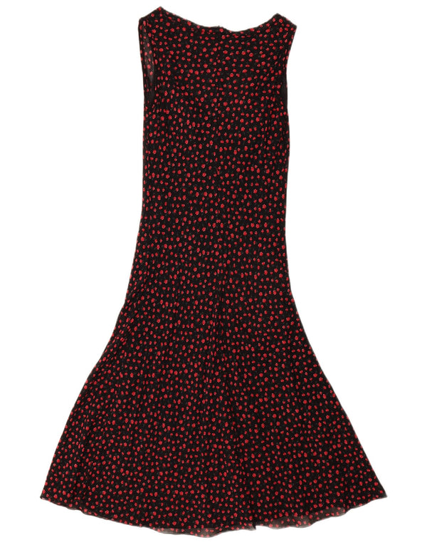 Denny Rose Womens Sleeveless A-Line Dress UK 10 Small Black Floral