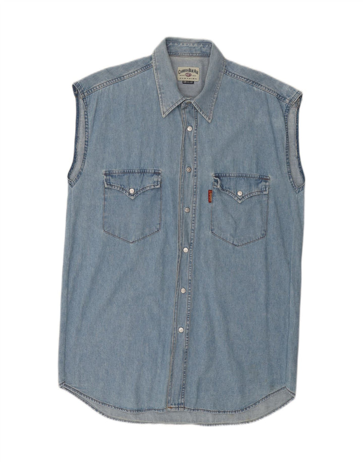 CARRERA Мужская джинсовая рубашка без рукавов, размер 43/44 XL, синяя, хлопок