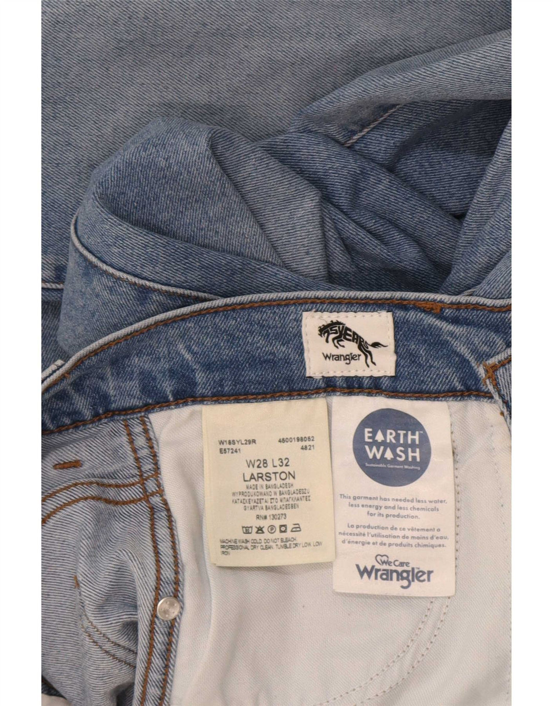 Мужские джинсы Wrangler Larston Slim W28 L32, синий хлопок