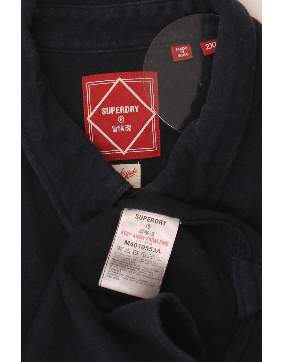 Мужская джинсовая рубашка Superdry 2XL темно-синяя, хлопок