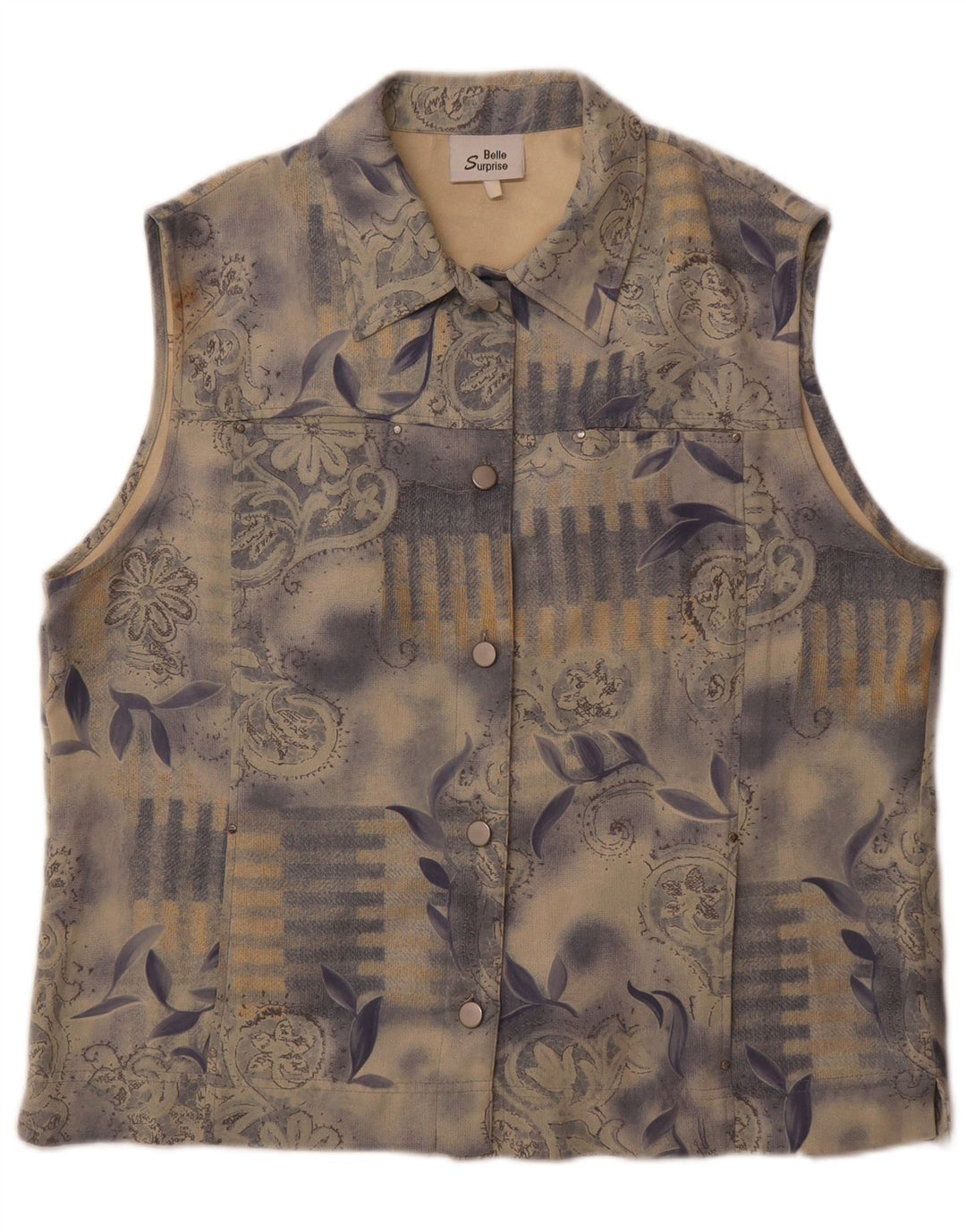 Женский жилет Belle Surprise UK 14, большой синий цветочный полиэстер