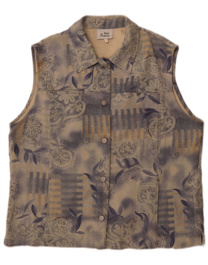 Женский жилет Belle Surprise UK 14, большой синий цветочный полиэстер