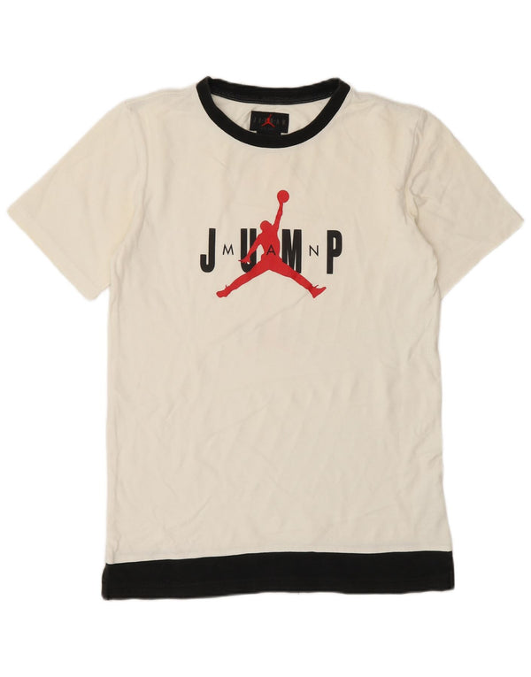 Jordan Boys Graphic T-Shirt Top 13-14 Years XL Off White Colourblock Cotton