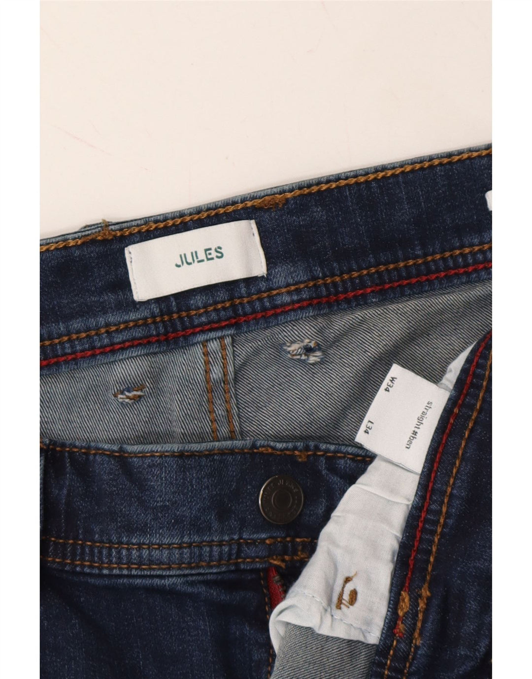JULES Mens Straight Jeans W34 L34 Blue Cotton Vintage Jules and Second-Hand Jules from Messina Hembry 