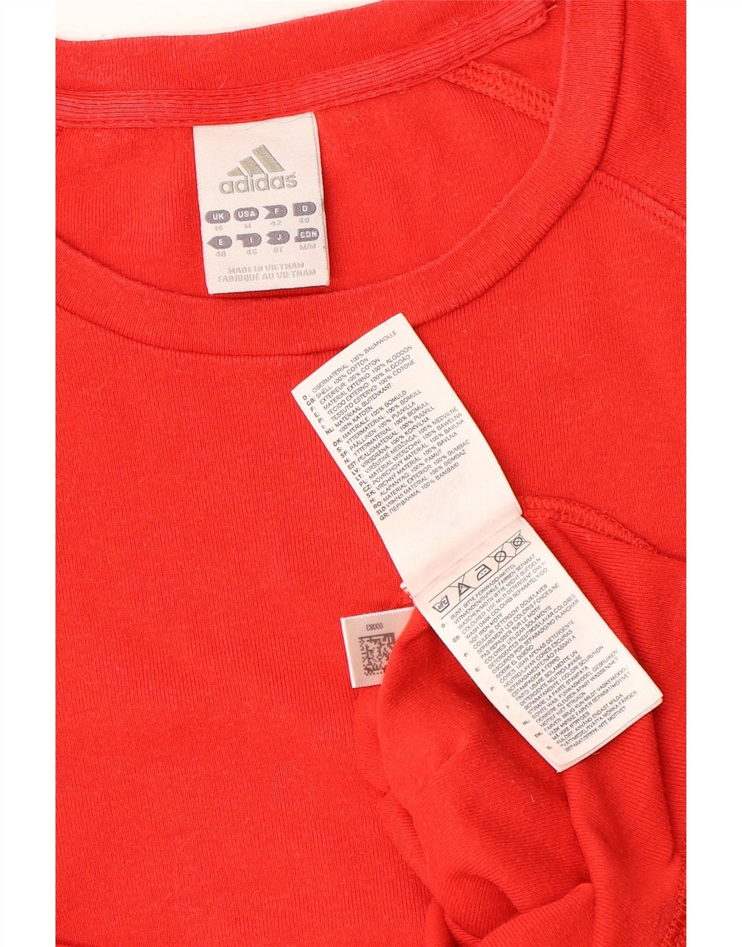 Женская укороченная футболка ADIDAS UK 14, средний красный хлопок, красный