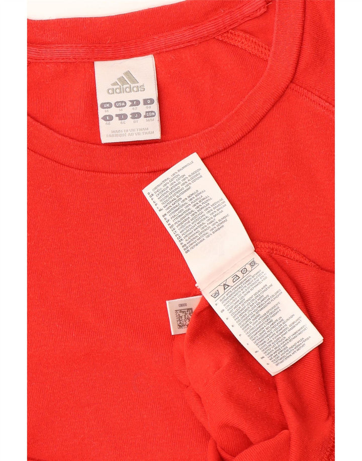 Женская укороченная футболка ADIDAS UK 14, средний красный хлопок, красный