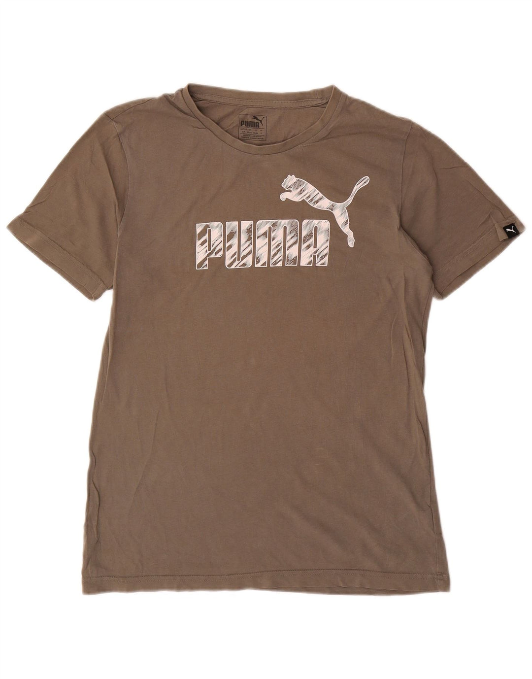 Мужская футболка с рисунком Puma, маленький серый хлопок