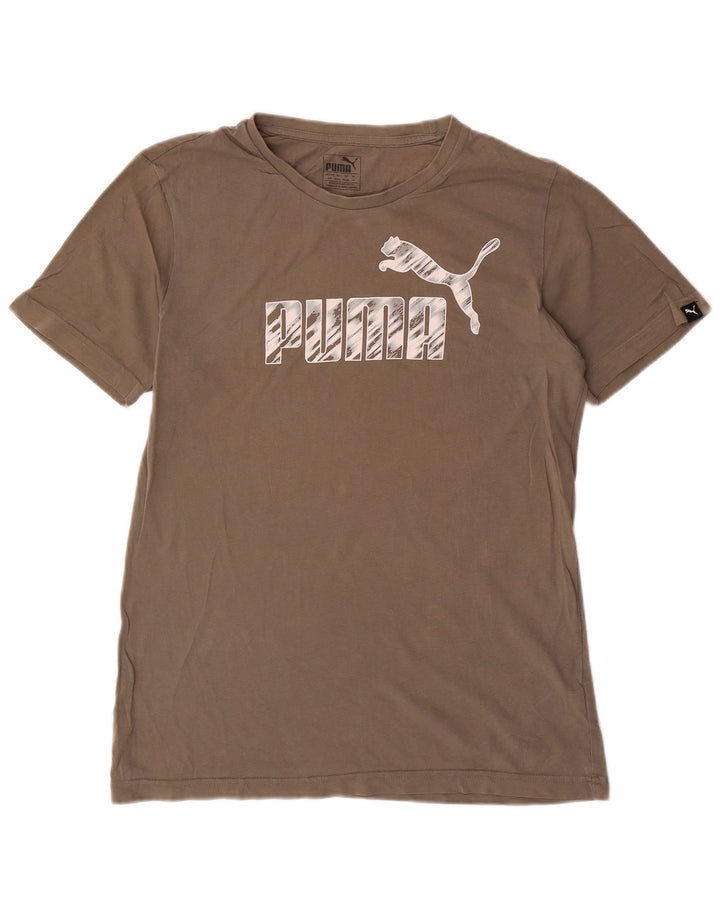 Мужская футболка с рисунком Puma, маленький серый хлопок