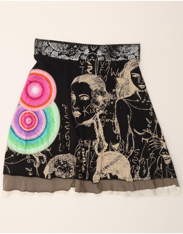 Женская юбка-трапеция с рисунком Desigual, средняя W30, черная с геометрическим рисунком