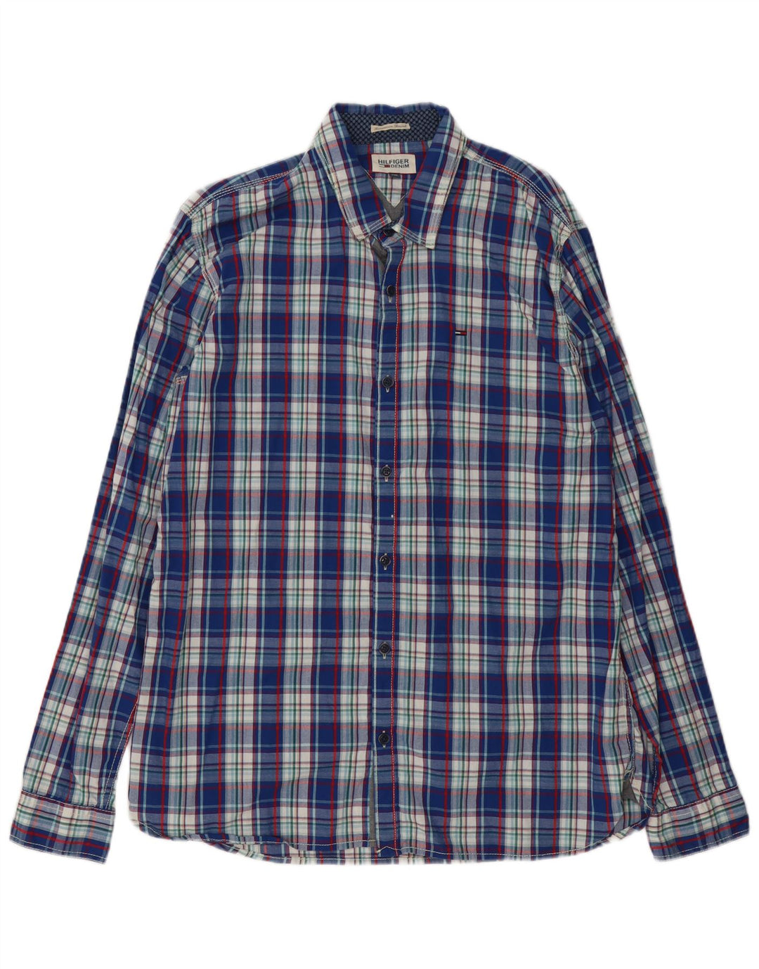 Мужская рубашка Tommy Hilfiger 2XL, синяя клетка, хлопок