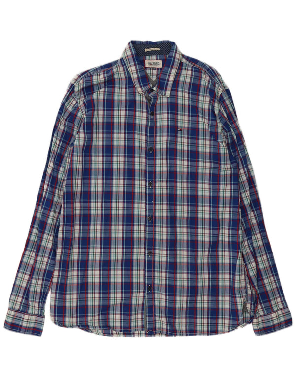 Мужская рубашка Tommy Hilfiger 2XL, синяя клетка, хлопок