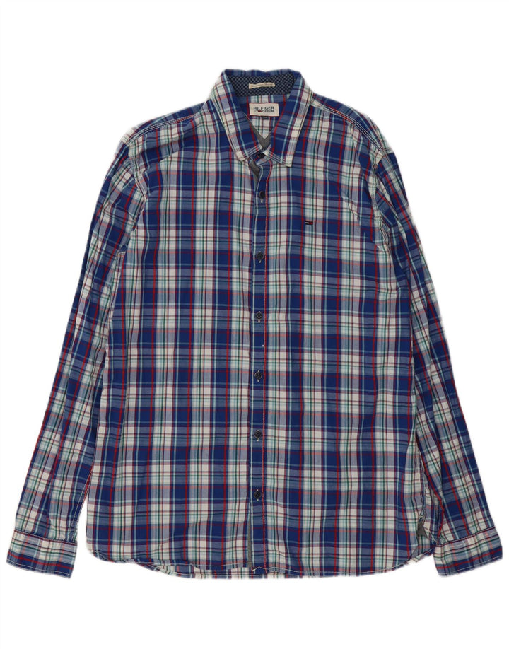Мужская рубашка Tommy Hilfiger 2XL, синяя клетка, хлопок