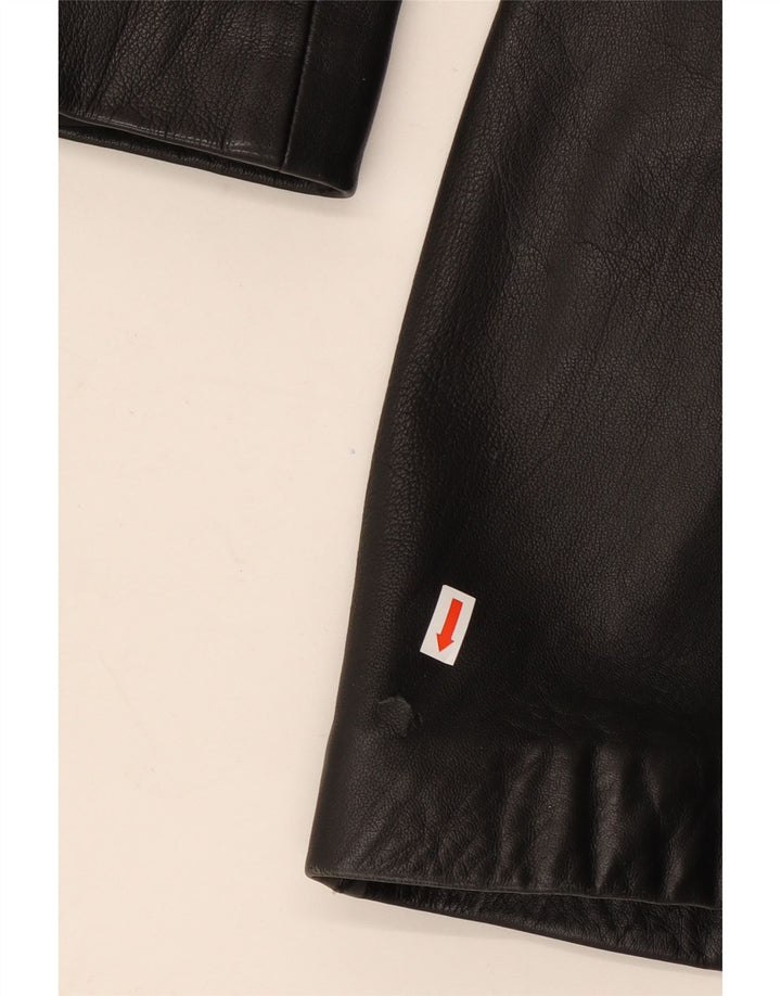 Винтажное женское кожаное пальто EU 44 XL, черное кожаное