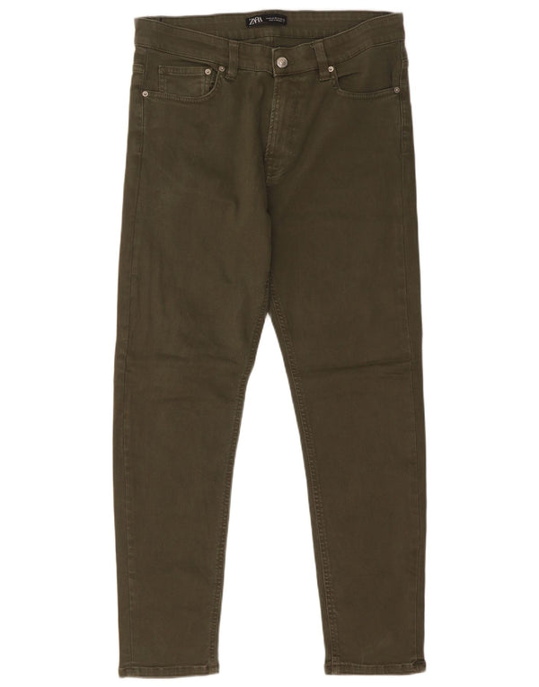 Мужские узкие джинсы Zara EU 42, большие W32 L28, хлопок цвета хаки