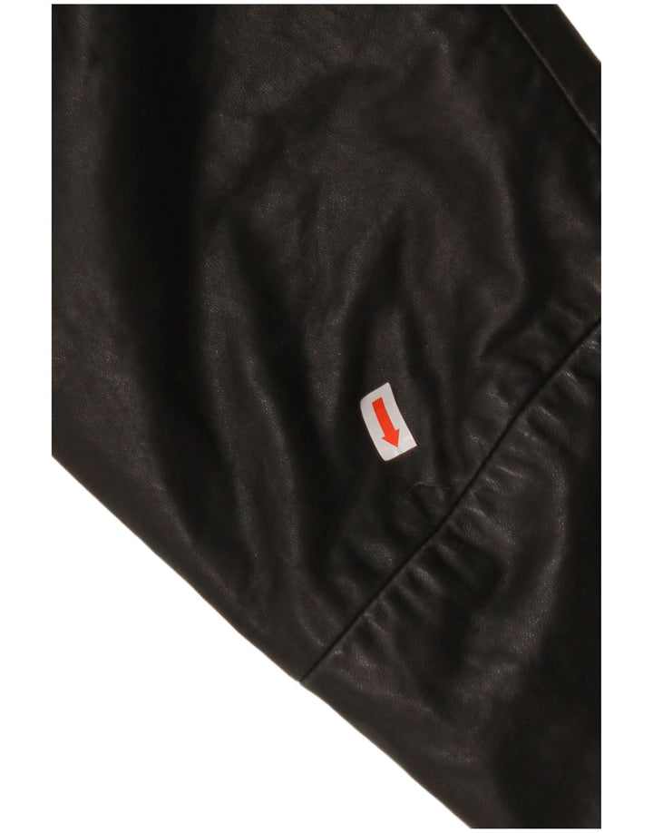 МАВРИКИЙ Женский кожаный пиджак с 3 пуговицами UK 18 XL Черный кожаный