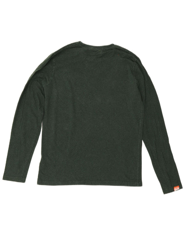 Мужской топ Superdry с длинным рукавом, маленький зеленый хлопок