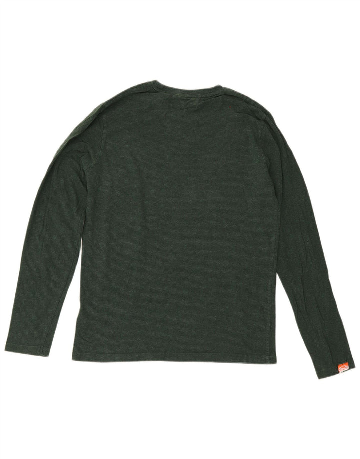 Мужской топ Superdry с длинным рукавом, маленький зеленый хлопок