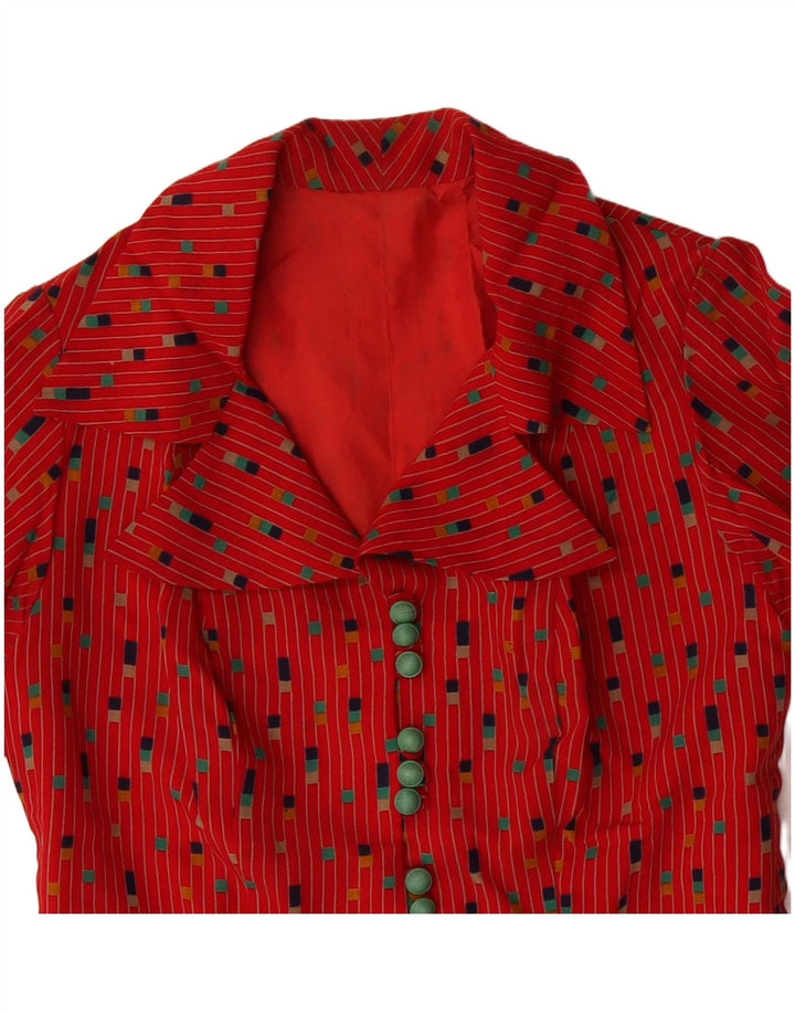 ВИНТАЖНОЕ женское платье А-силуэта UK 12, средний красный в крапинку