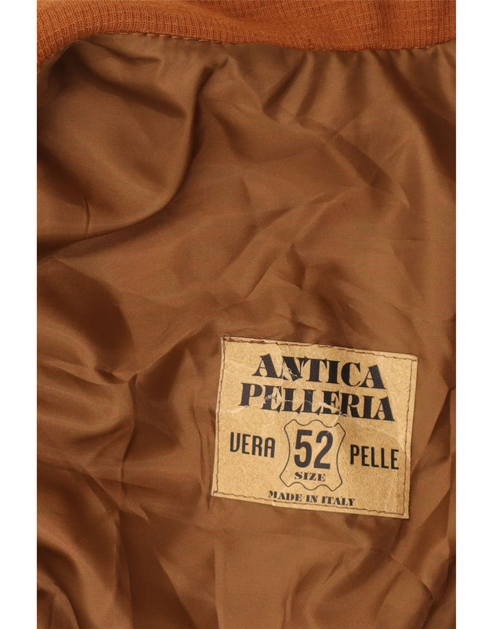 ANTICA PELLERIA Mens Suede Bomber Jacket IT 52 XL Brown Leather