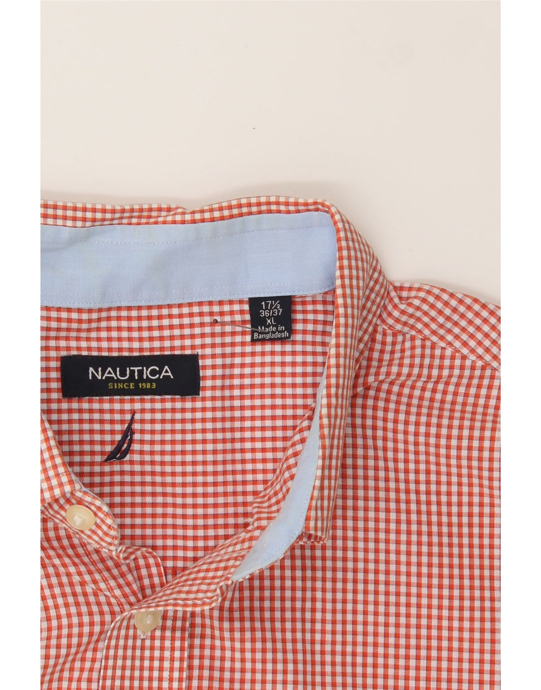 NAUTICA Mens Shirt Size 17 1/2 XL Red Check Cotton Vintage Nautica and Second-Hand Nautica from Messina Hembry 