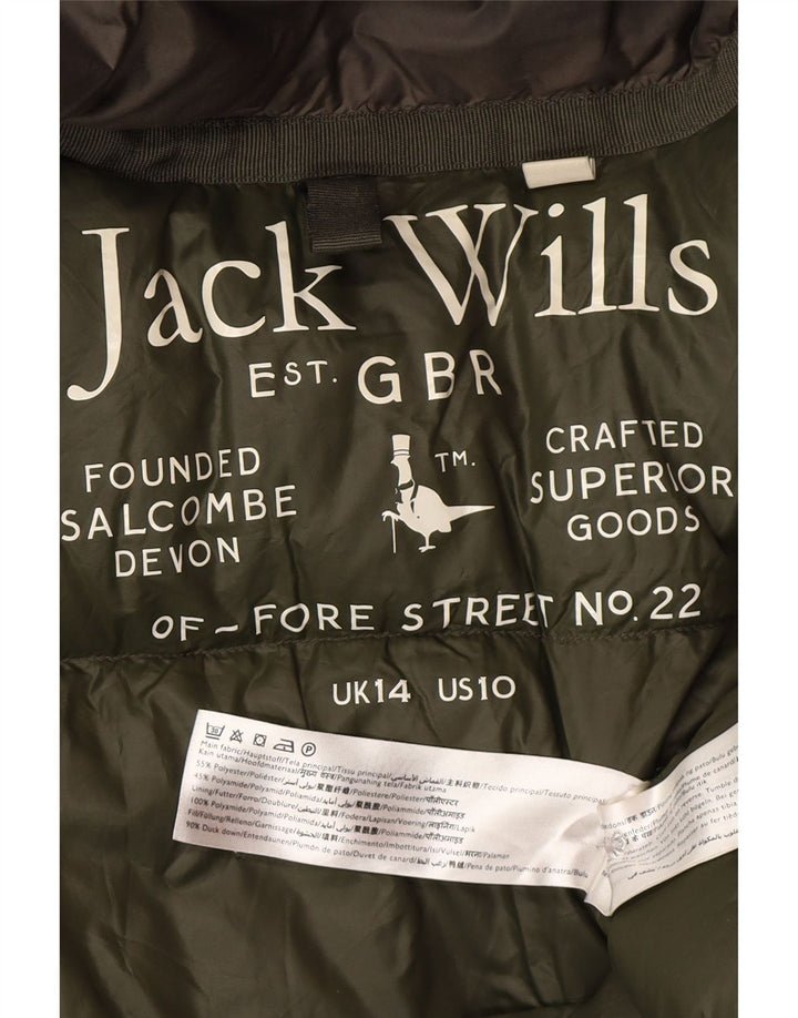 Женское стеганое пальто с капюшоном Jack Wills UK 14, большой цвет хаки, полиэстер