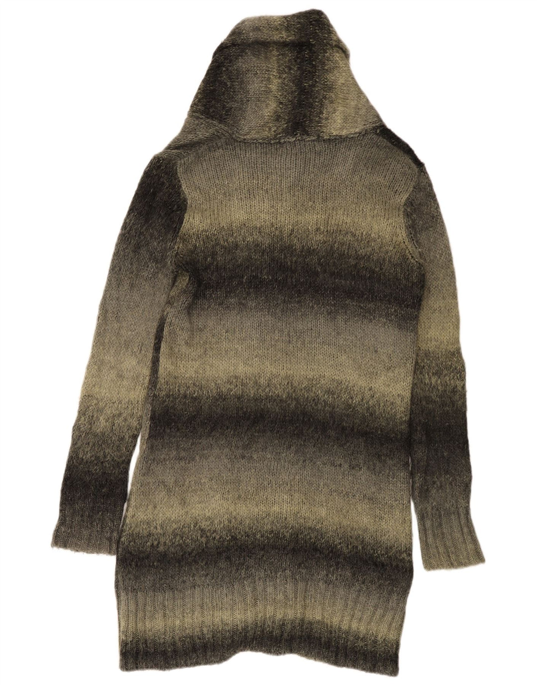 Женский удлиненный кардиган Zara UK 14, акрил среднего серого цвета в полоску