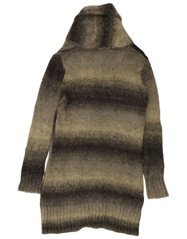 Женский удлиненный кардиган Zara UK 14, акрил среднего серого цвета в полоску