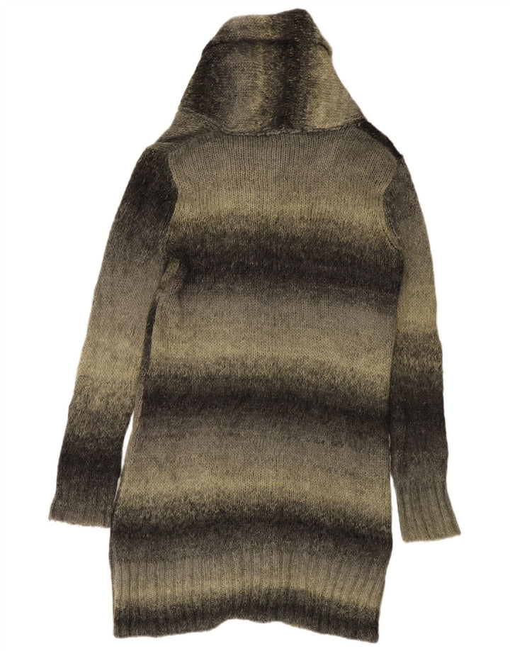 Женский удлиненный кардиган Zara UK 14, акрил среднего серого цвета в полоску