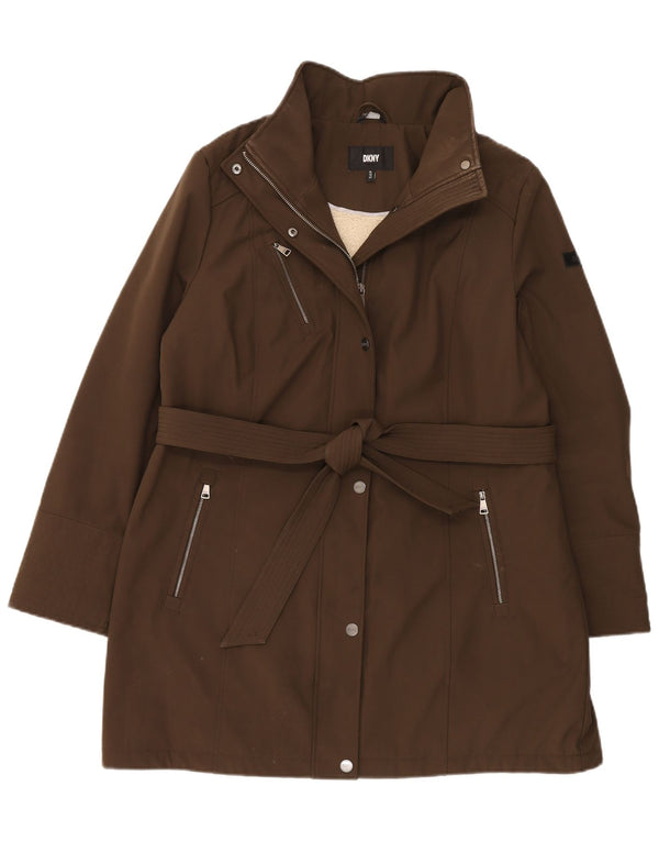 Женское пальто из шерпы Dkny UK 18 XL, коричневый полиэстер