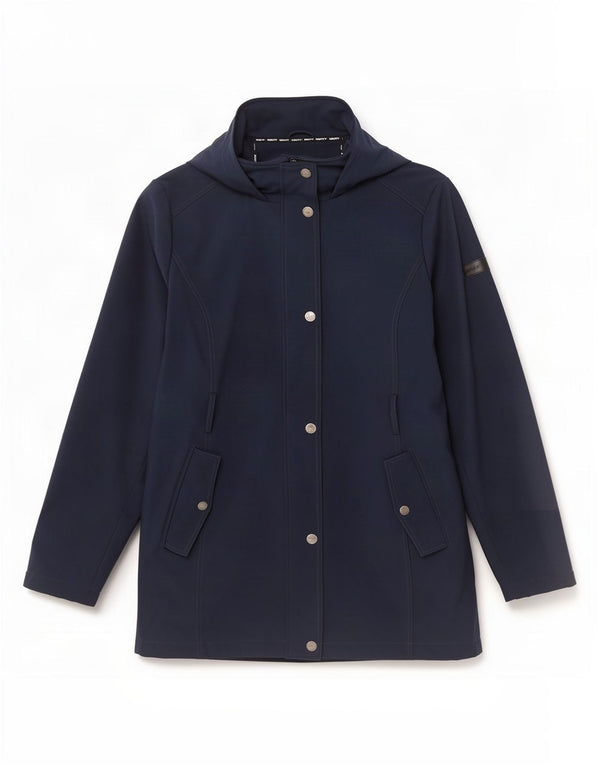 Женская ветровка Dkny из шерпа с капюшоном UK 18 XL, темно-синий полиэстер
