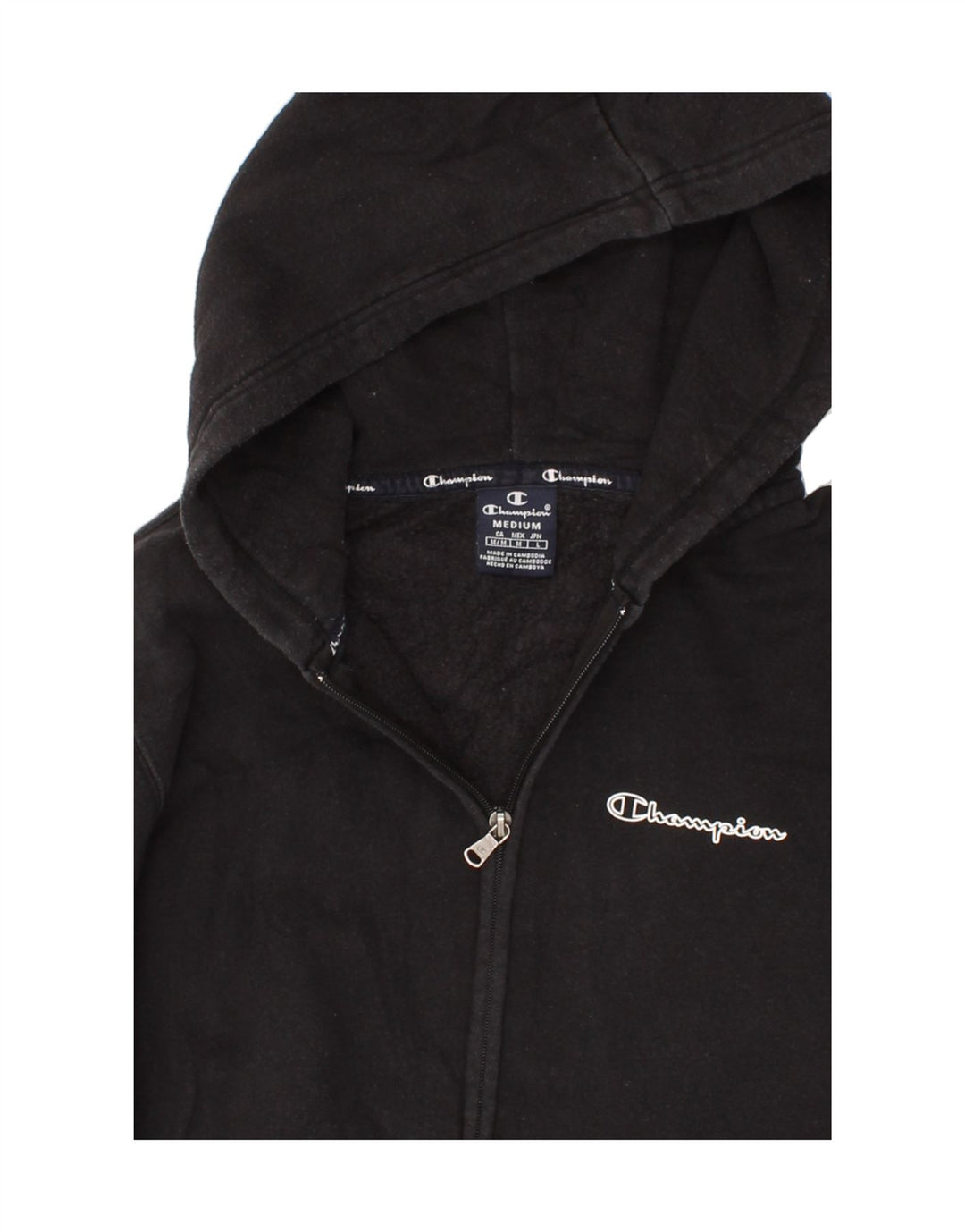 CHAMPION Womens Zip Hoodie Sweater UK 14 Medium Black Vintage Champion and Second-Hand Champion from Messina Hembry 